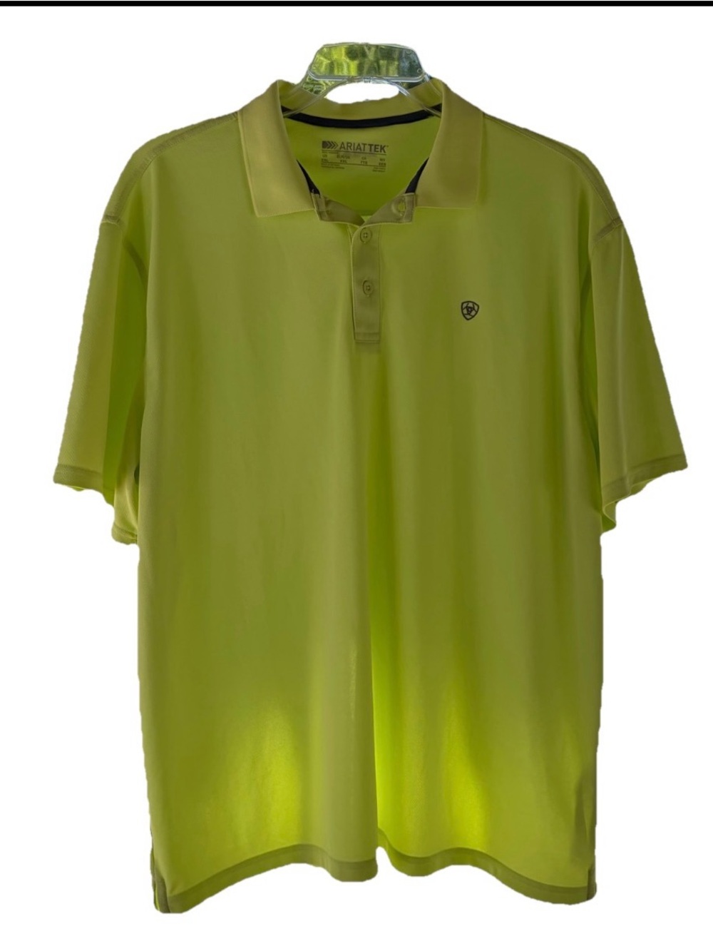 Ariat TEK Men’s XXL Neon Yellow Polo Golf Cruise Vacation Resort Club Travel EUC